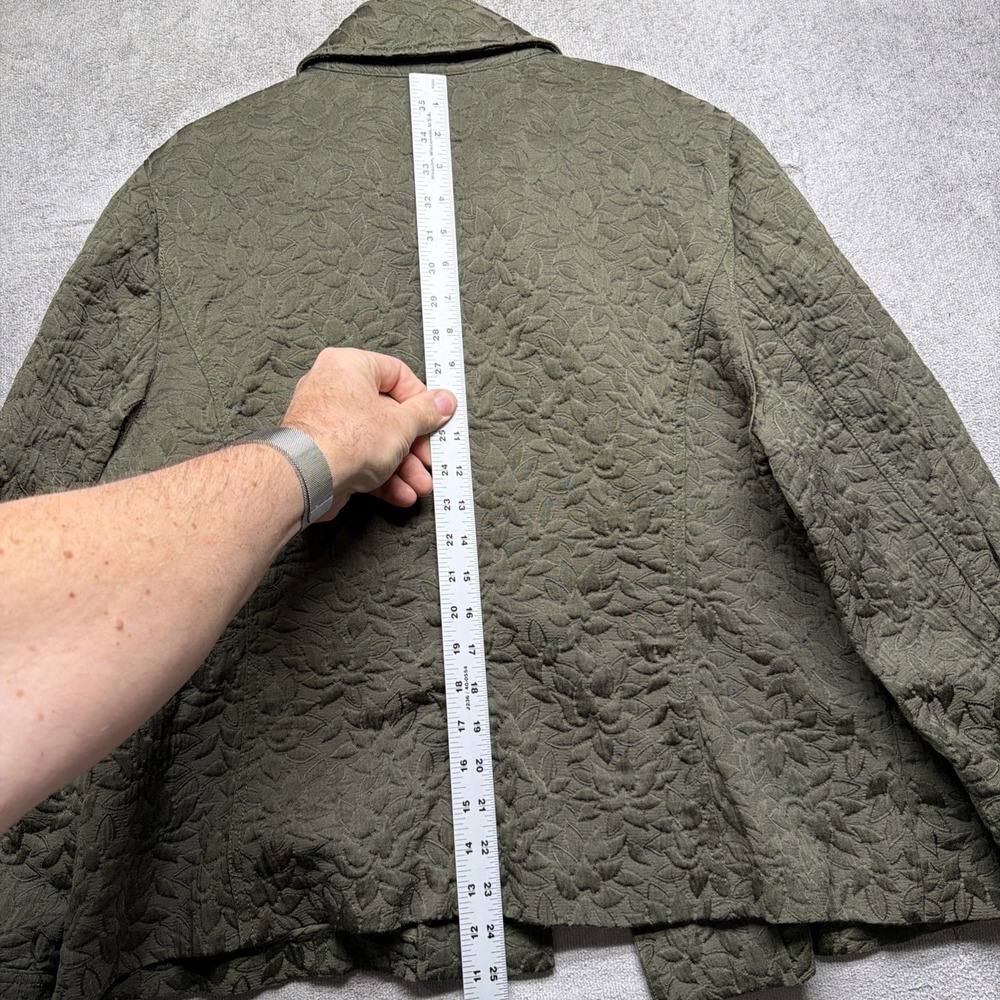 J Jill Women's Olive Green‎ Embroidered Jacket Textured Boho Layer XL - Picture 9 of 12